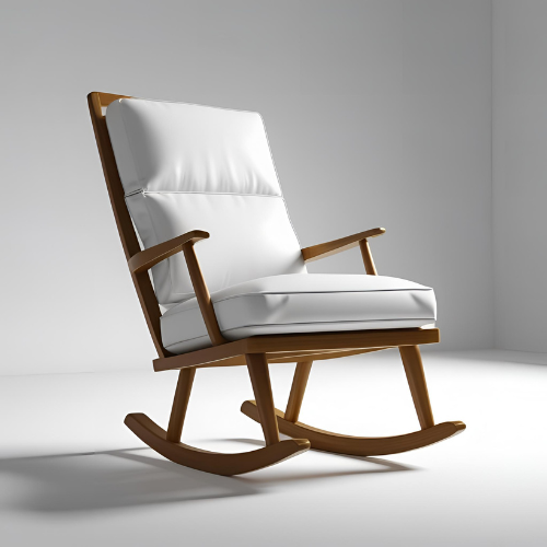 Sleek Modern Wooden Rocker with Cushion