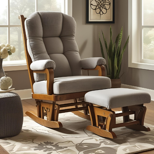 Traditional Glide Rocker Taupe with Ottoman